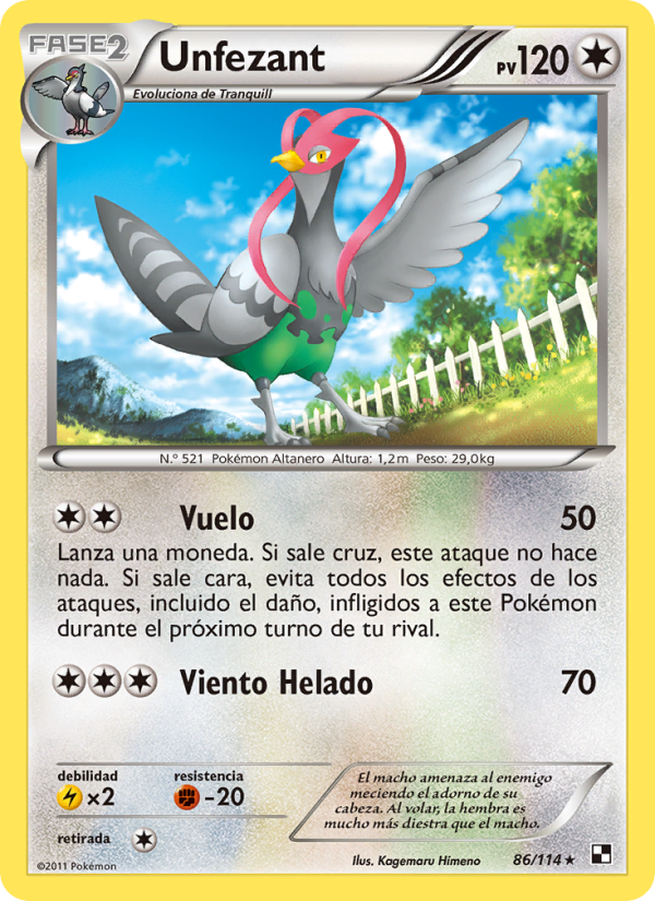 Unfezant 86 — Black & White (Spanish Pokémon TCG card)
