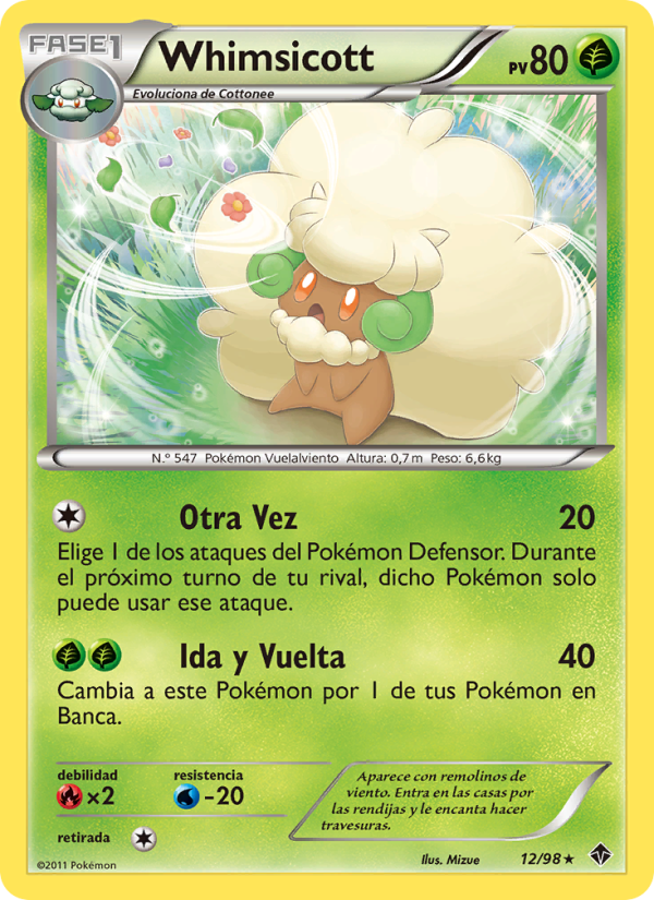 Whimsicott 12 — Emerging Powers (Spanish Pokémon TCG card)