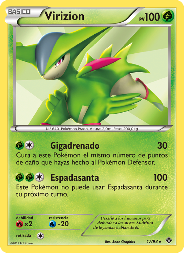 Virizion 17 — Emerging Powers (Spanish Pokémon TCG card)