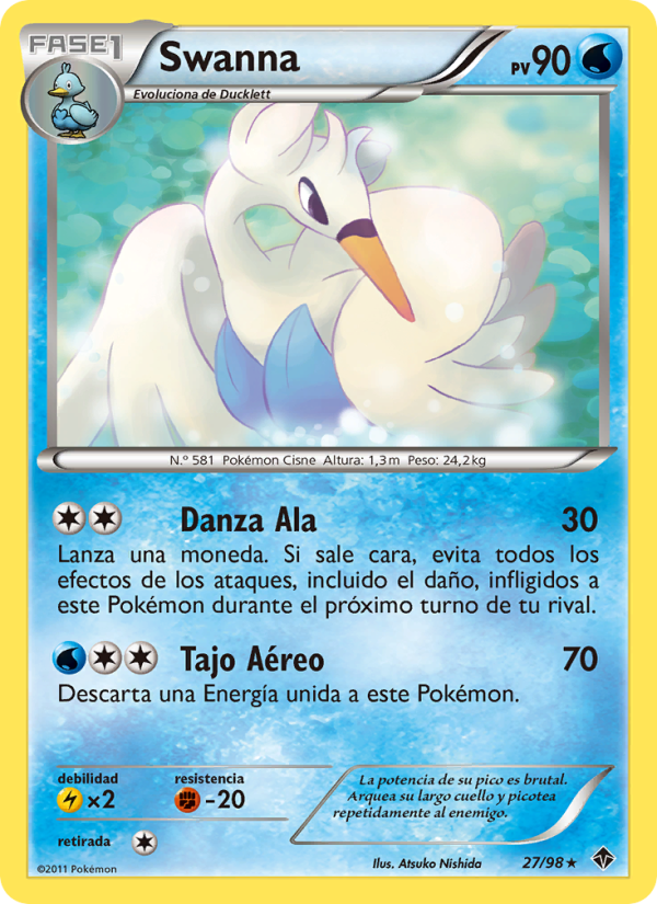Swanna 27 — Emerging Powers (Spanish Pokémon TCG card)