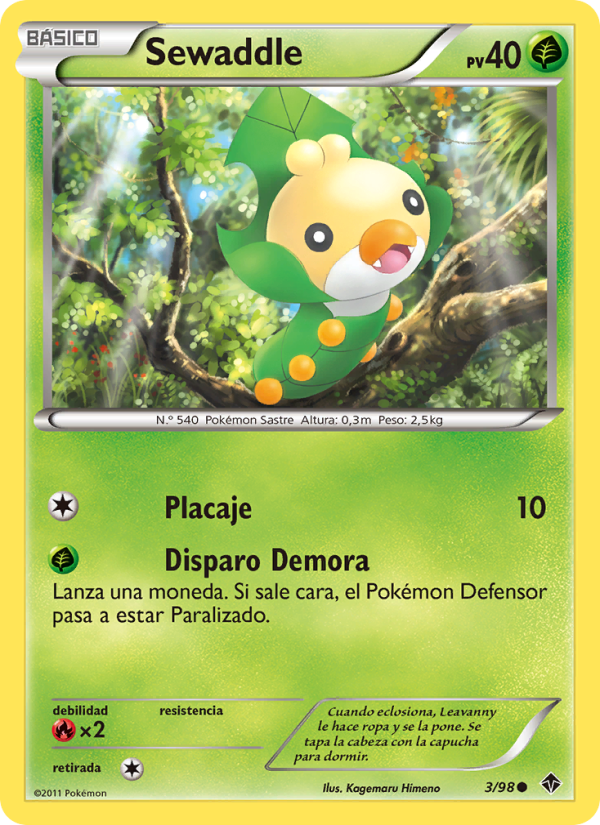 Sewaddle 3 — Emerging Powers (Spanish Pokémon TCG card)