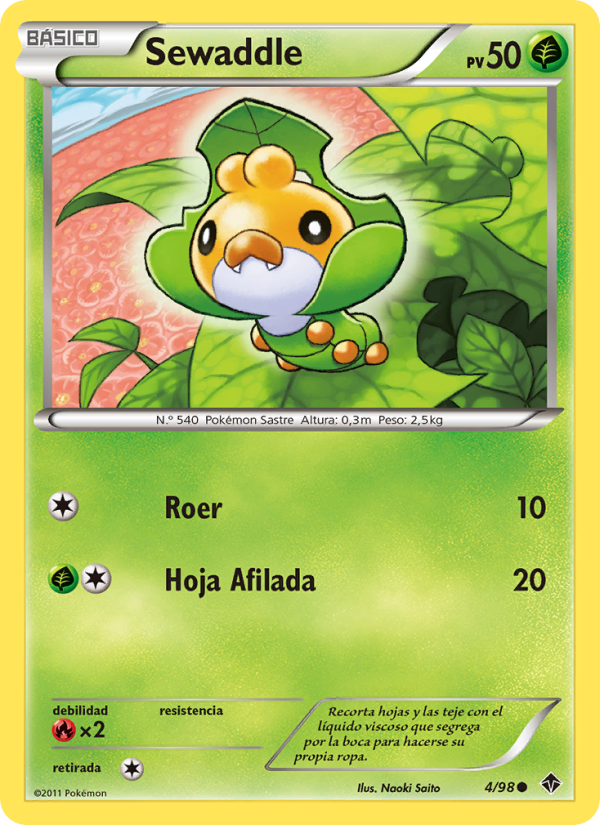 Sewaddle 4 — Emerging Powers (Spanish Pokémon TCG card)
