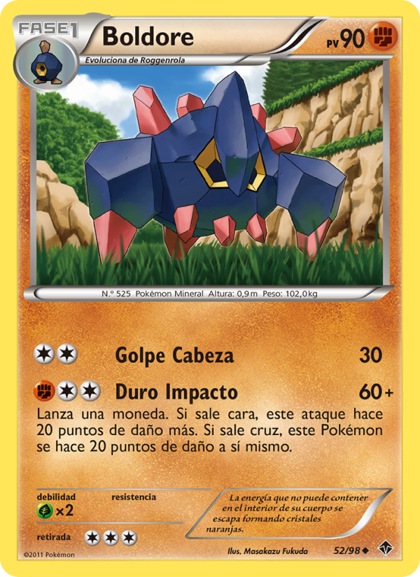 Boldore 52 — Emerging Powers (Spanish Pokémon TCG card)