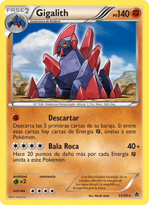 Gigalith 53 — Emerging Powers (Spanish Pokémon TCG card)