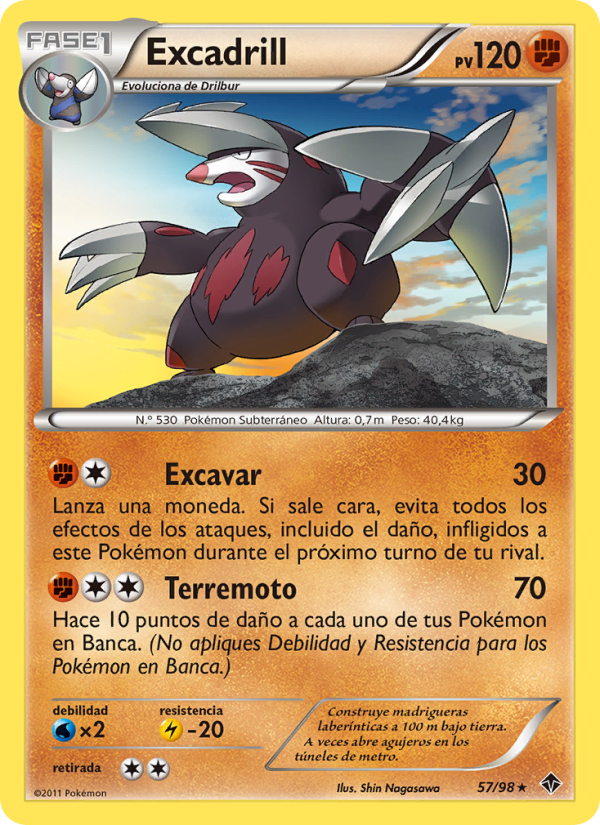 Excadrill 57 — Emerging Powers (Spanish Pokémon TCG card)