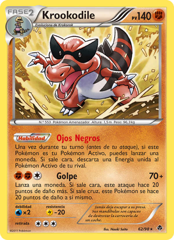 Krookodile 62 — Emerging Powers (Spanish Pokémon TCG card)