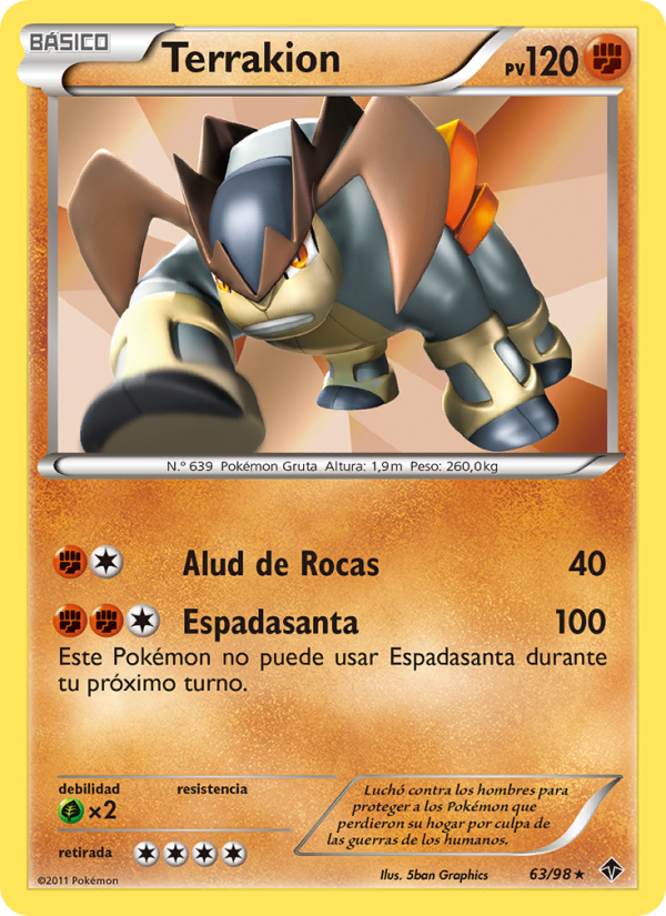 Terrakion 63 — Emerging Powers (Spanish Pokémon TCG card)