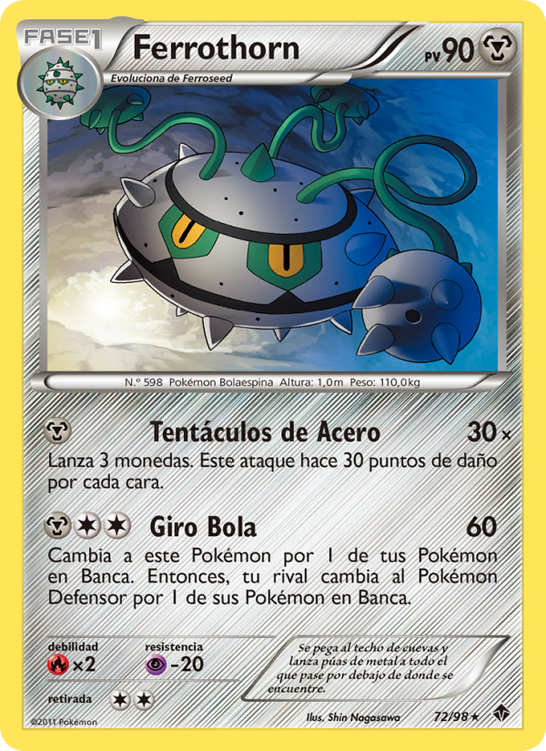 Ferrothorn 72 — Emerging Powers (Spanish Pokémon TCG card)