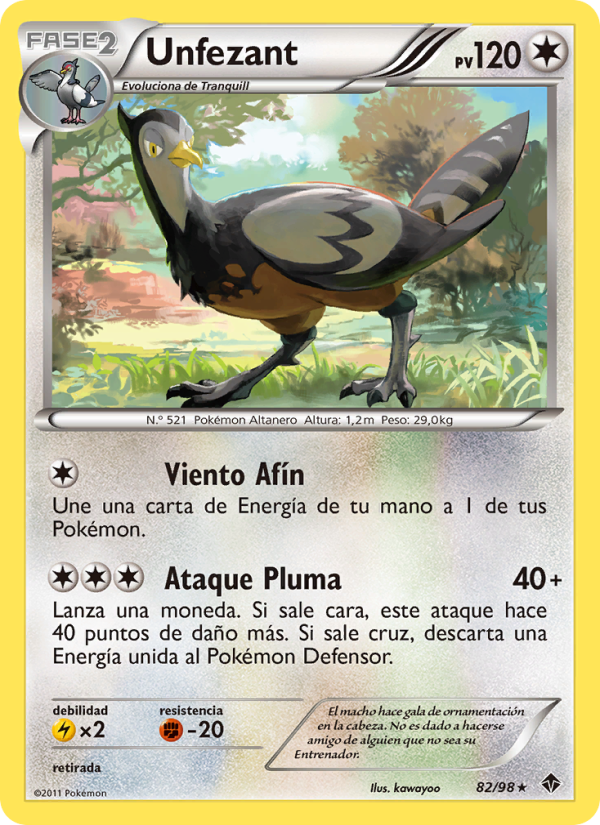 Unfezant 82 — Emerging Powers (Spanish Pokémon TCG card)