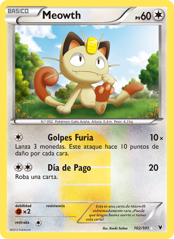 Meowth 102 — Noble Victories (Spanish Pokémon TCG card)