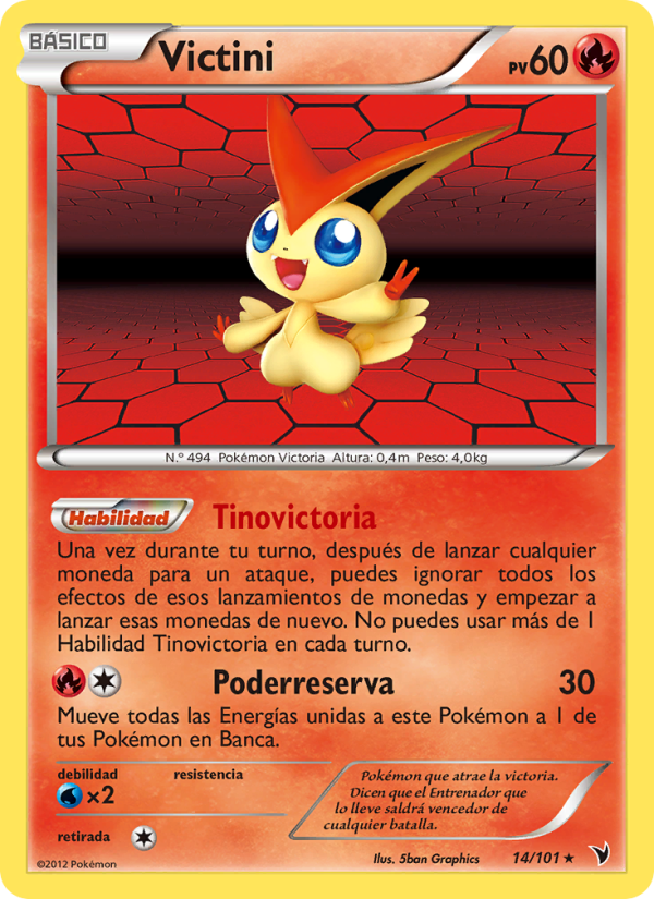 Victini 14 — Noble Victories (Spanish Pokémon TCG card)