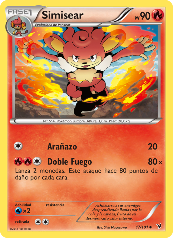 Simisear 17 — Noble Victories (Spanish Pokémon TCG card)
