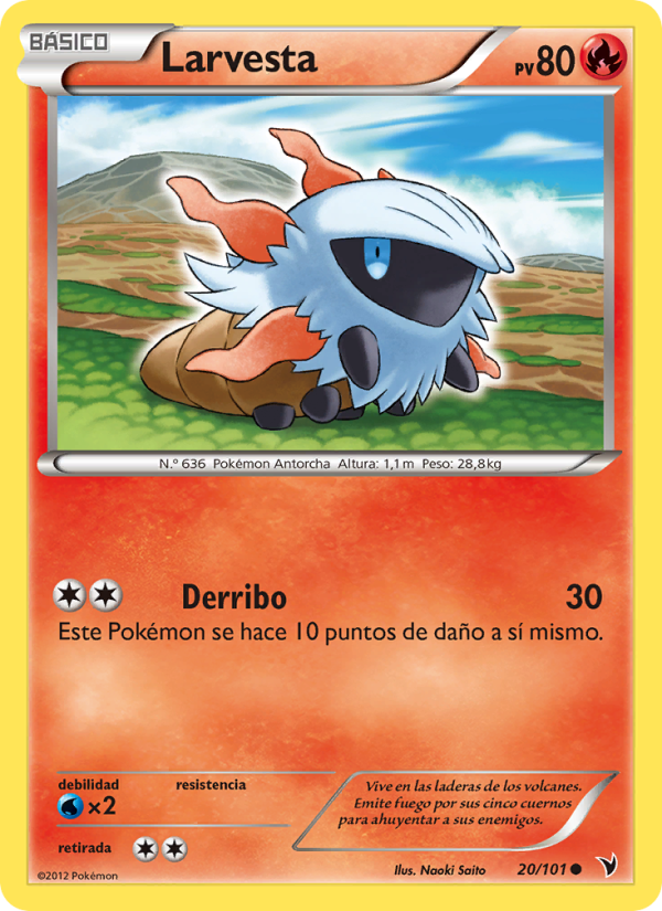 Larvesta 20 — Noble Victories (Spanish Pokémon TCG card)