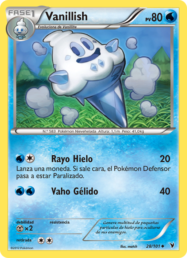 Vanillish 28 — Noble Victories (Spanish Pokémon TCG card)
