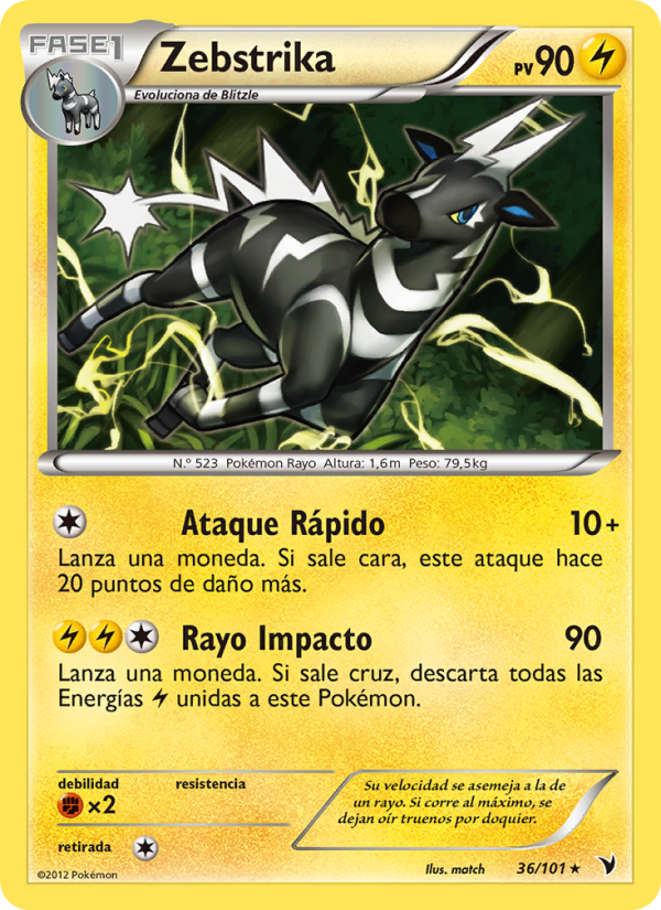 Zebstrika 36 — Noble Victories (Spanish Pokémon TCG card)
