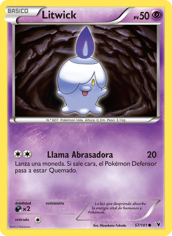 Litwick 57 — Noble Victories (Spanish Pokémon TCG card)