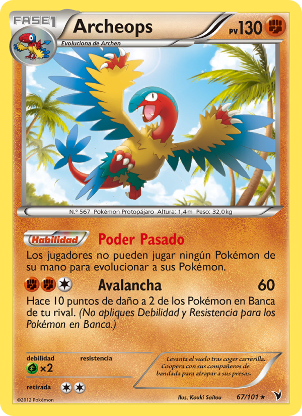 Archeops 67 — Noble Victories (Spanish Pokémon TCG card)