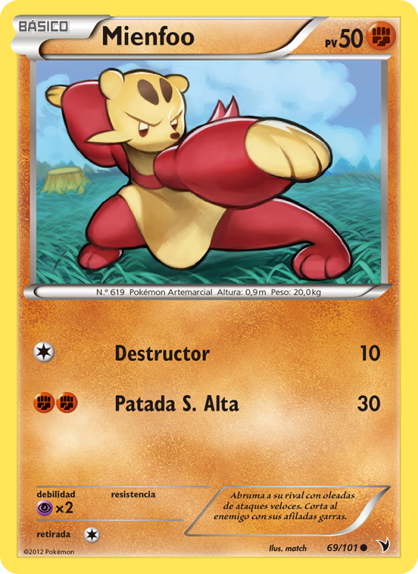 Mienfoo 69 — Noble Victories (Spanish Pokémon TCG card)