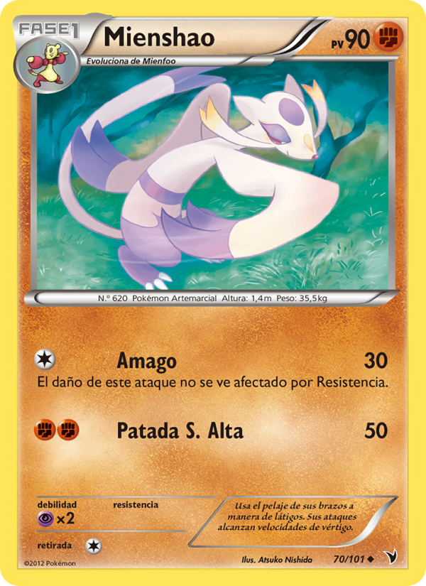 Mienshao 70 — Noble Victories (Spanish Pokémon TCG card)