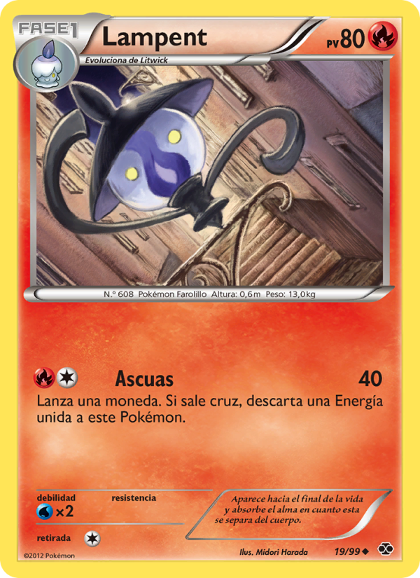 Lampent 19 — Next Destinies (Spanish Pokémon TCG card)