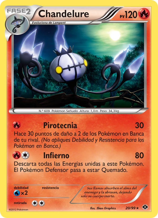 Chandelure 20 — Next Destinies (Spanish Pokémon TCG card)