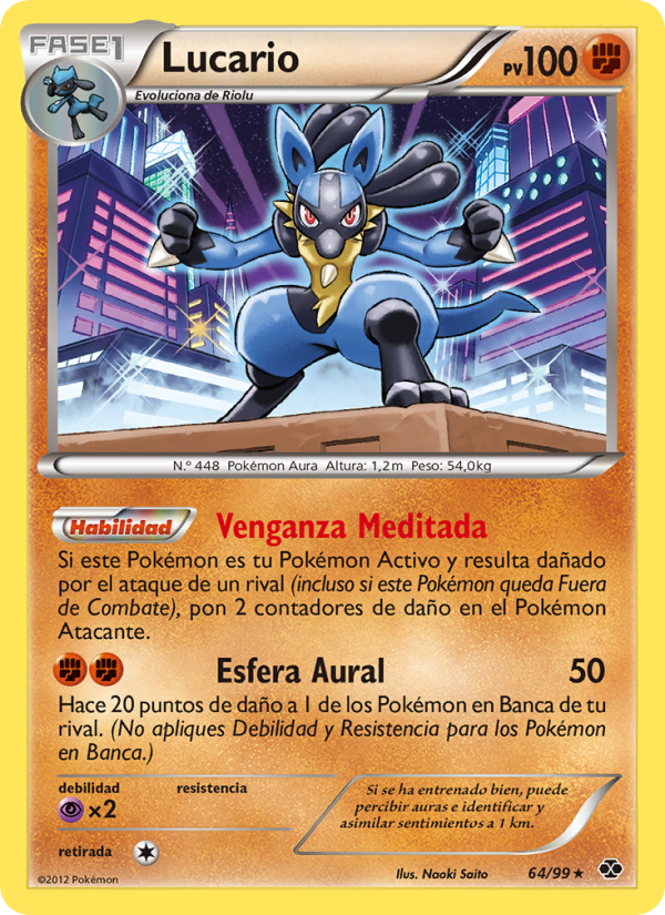 Lucario 64 — Next Destinies (Spanish Pokémon TCG card)