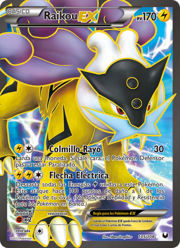 Raikou-EX 105 — Dark Explorers (Spanish Pokémon TCG card)
