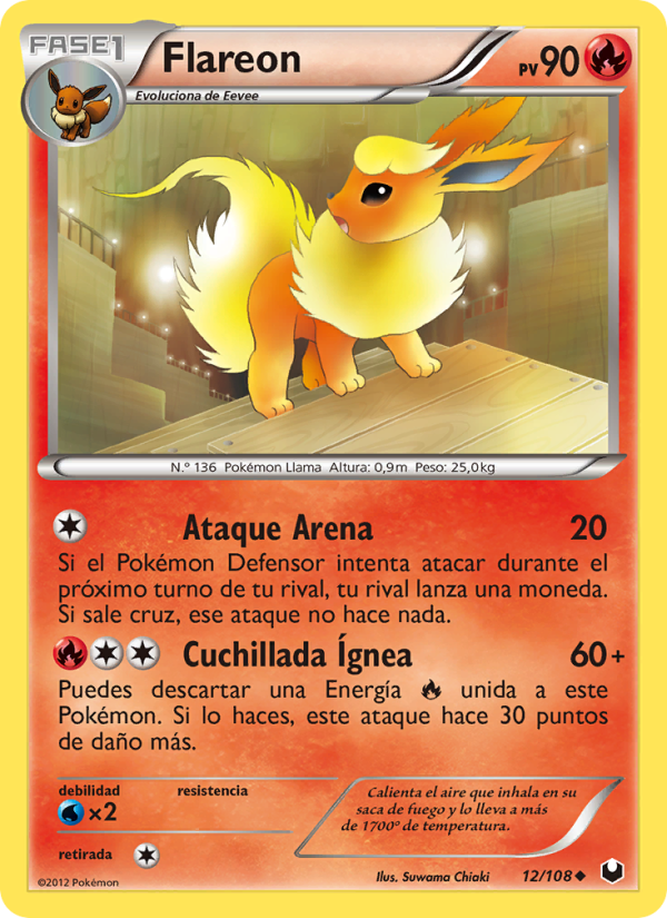 Flareon 12 — Dark Explorers (Spanish Pokémon TCG card)