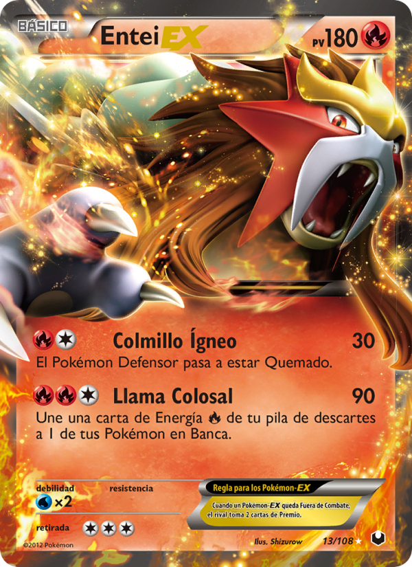 Entei-EX 13 — Dark Explorers (Spanish Pokémon TCG card)