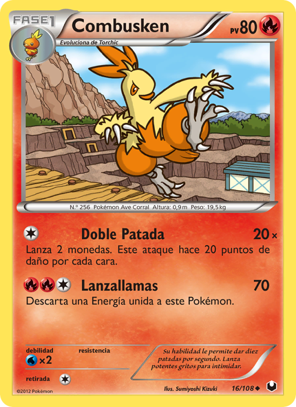 Combusken 16 — Dark Explorers (Spanish Pokémon TCG card)