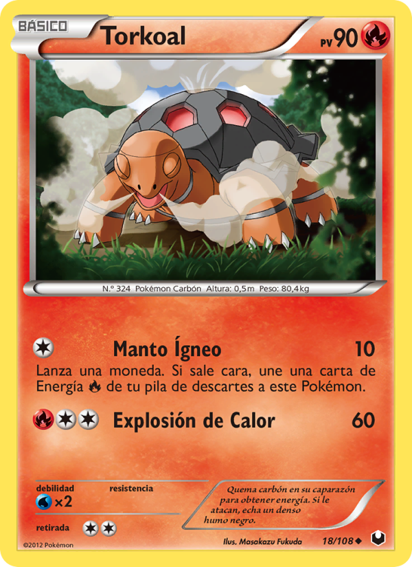 Torkoal 18 — Dark Explorers (Spanish Pokémon TCG card)