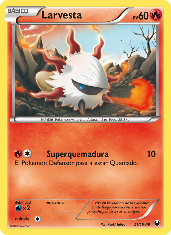Larvesta 21 — Dark Explorers (Spanish Pokémon TCG card)