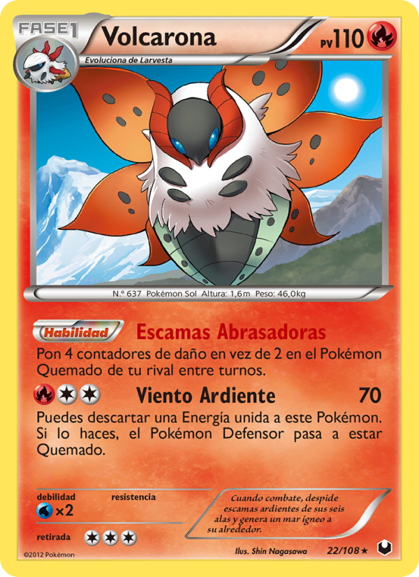 Volcarona 22 — Dark Explorers (Spanish Pokémon TCG card)