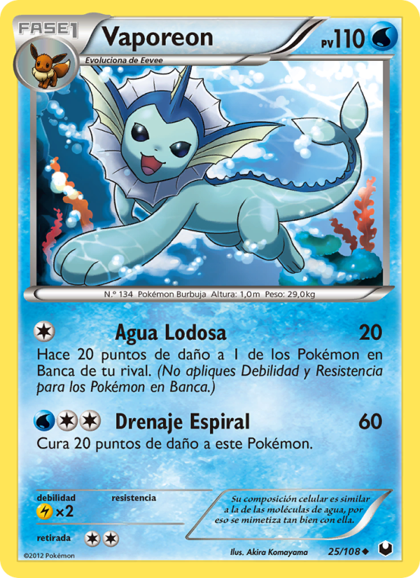 Vaporeon 25 — Dark Explorers (Spanish Pokémon TCG card)