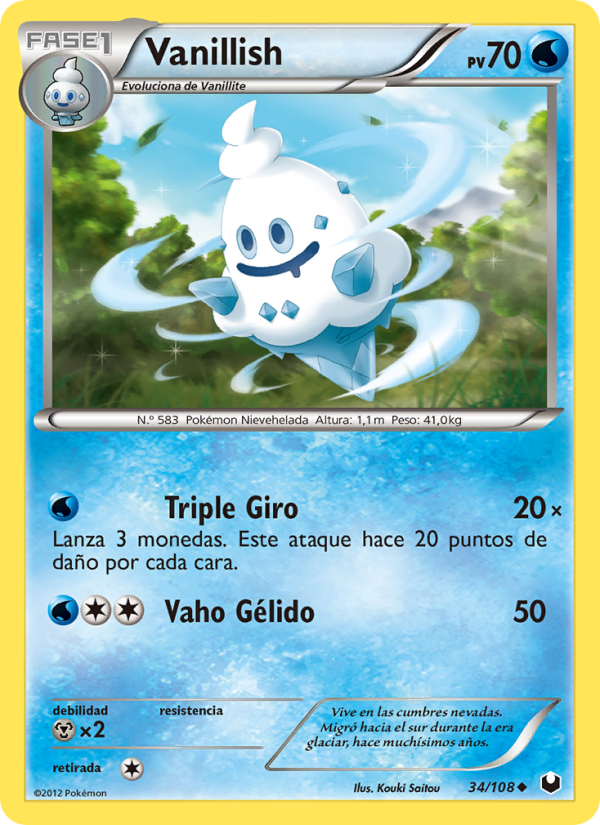 Vanillish 34 — Dark Explorers (Spanish Pokémon TCG card)