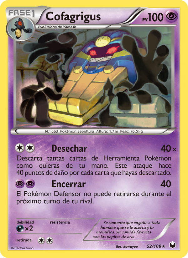 Cofagrigus 52 — Dark Explorers (Spanish Pokémon TCG card)