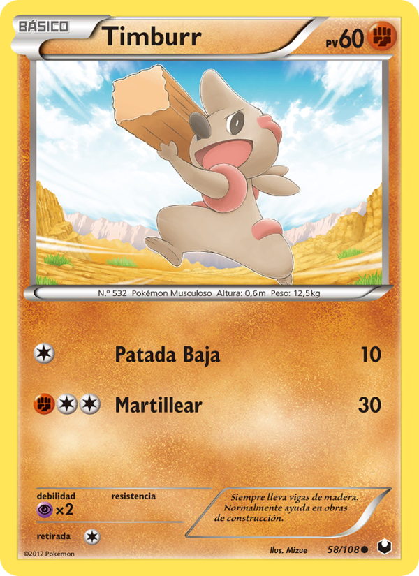 Timburr 58 — Dark Explorers (Spanish Pokémon TCG card)