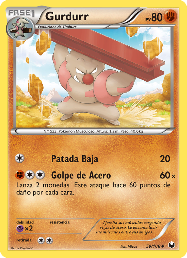 Gurdurr 59 — Dark Explorers (Spanish Pokémon TCG card)