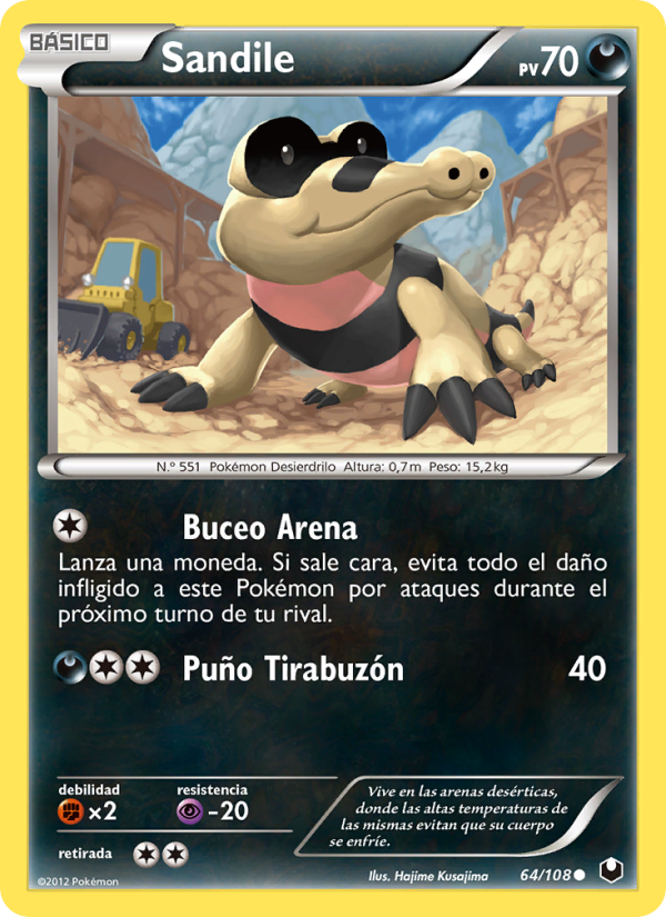 Sandile 64 — Dark Explorers (Spanish Pokémon TCG card)