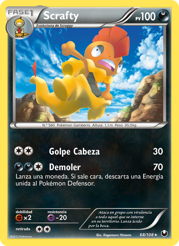 Scrafty 68 — Dark Explorers (Spanish Pokémon TCG card)