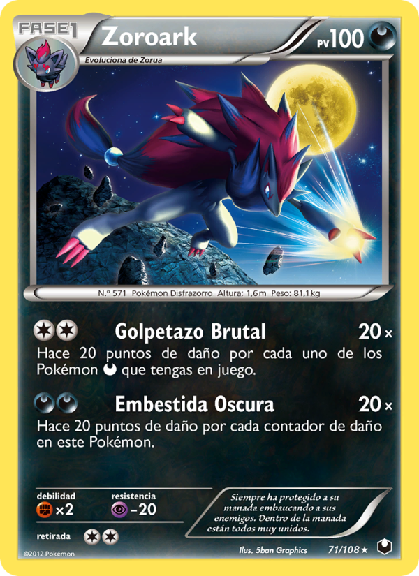 Zoroark 71 — Dark Explorers (Spanish Pokémon TCG card)