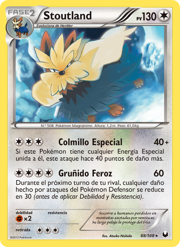 Stoutland 88 — Dark Explorers (Spanish Pokémon TCG card)