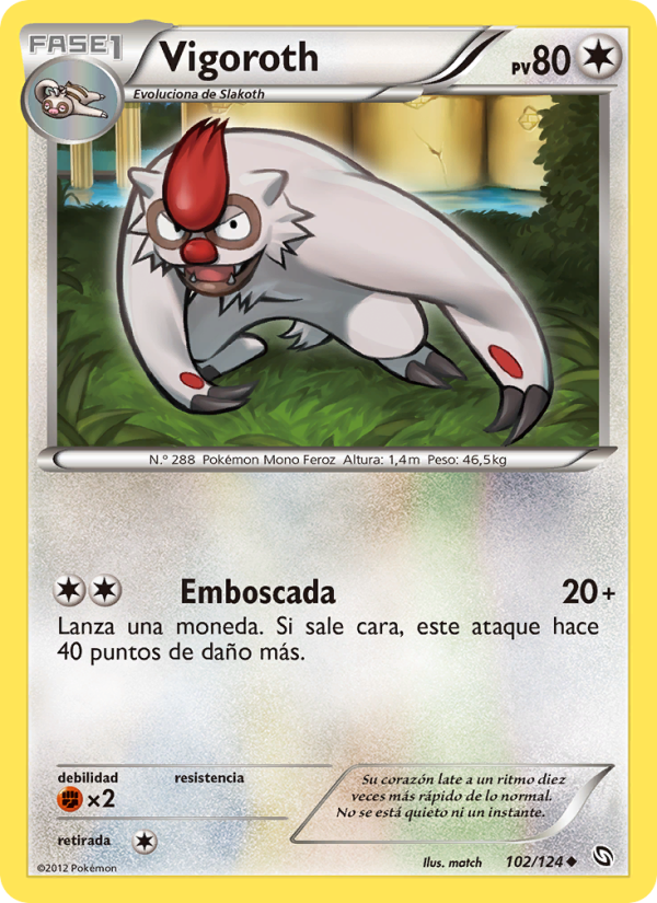 Vigoroth 102 — Dragons Exalted (Spanish Pokémon TCG card)