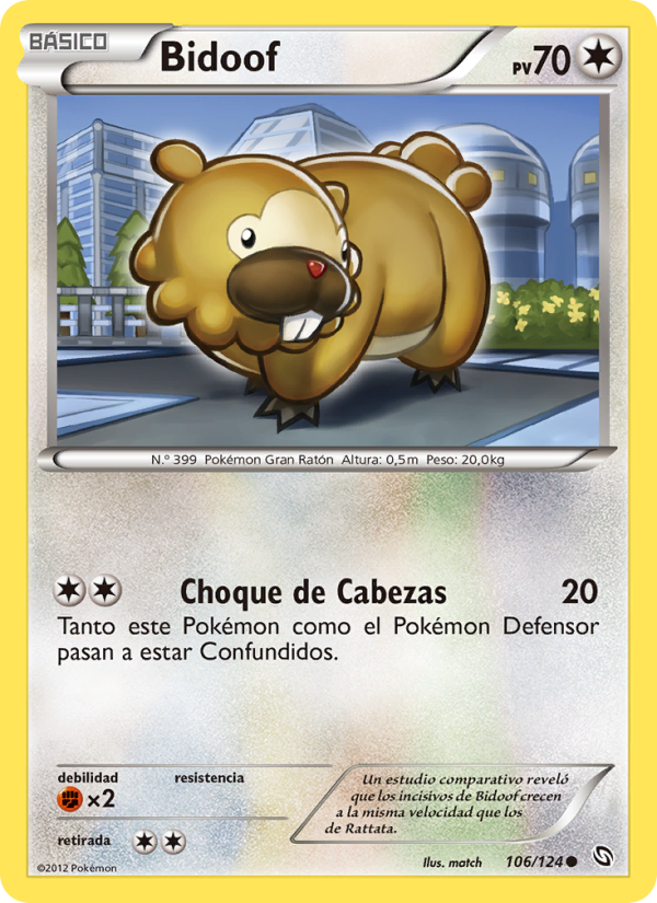 Bidoof 106 — Dragons Exalted (Spanish Pokémon TCG card)