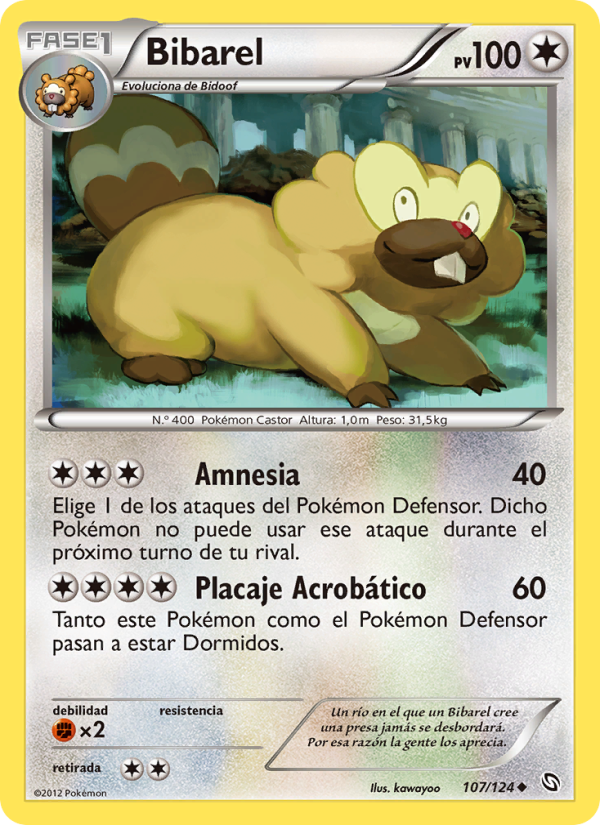 Bibarel 107 — Dragons Exalted (Spanish Pokémon TCG card)