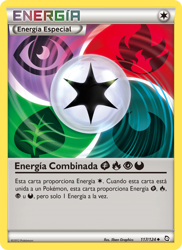 Energía Combinada GrassFirePsychicDarkness 117 — Dragons Exalted (Spanish Pokémon TCG card)