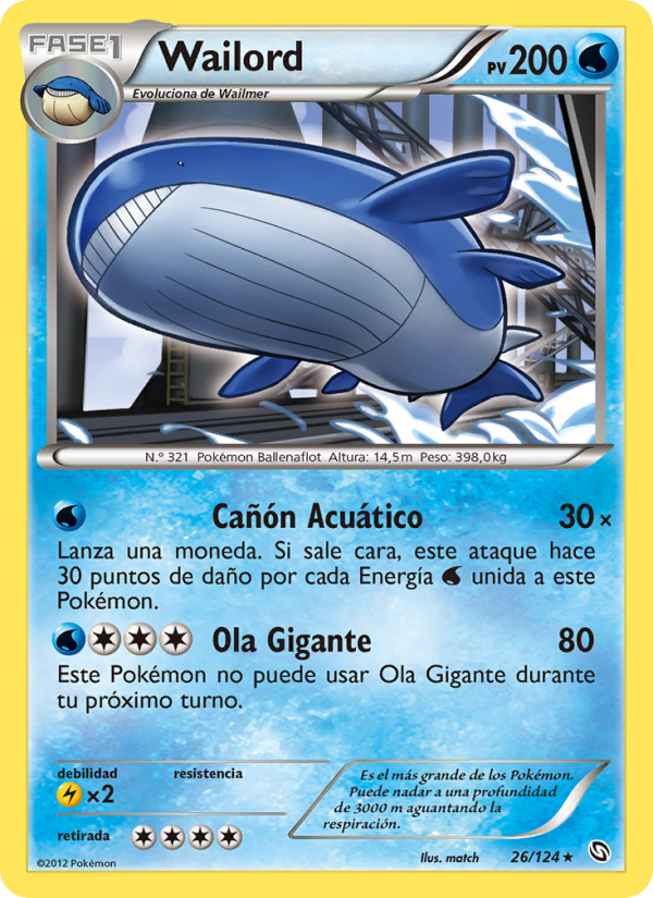 Wailord 26 — Dragons Exalted (Spanish Pokémon TCG card)