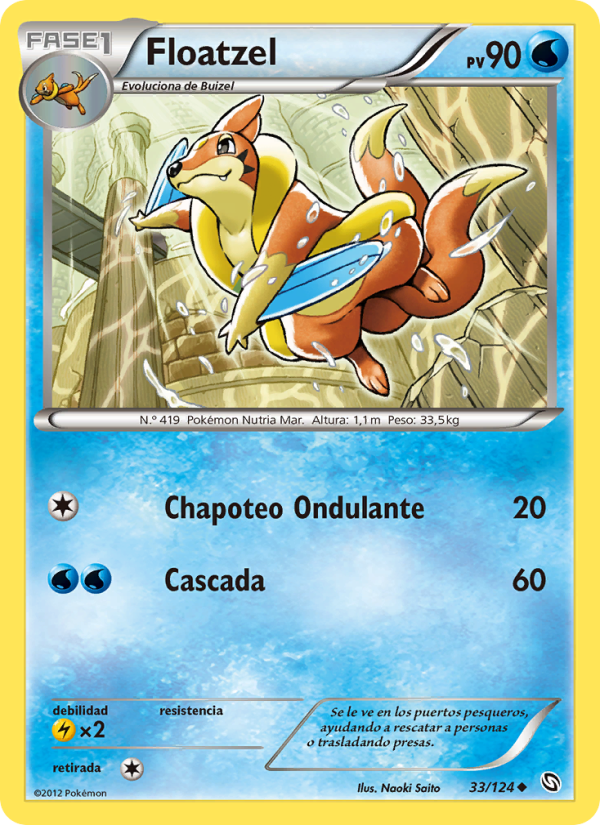Floatzel 33 — Dragons Exalted (Spanish Pokémon TCG card)