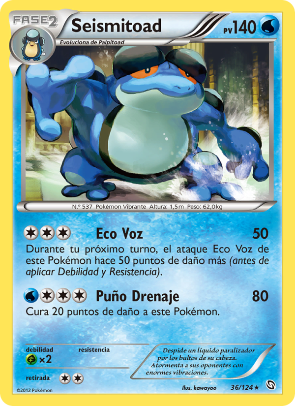 Seismitoad 36 — Dragons Exalted (Spanish Pokémon TCG card)
