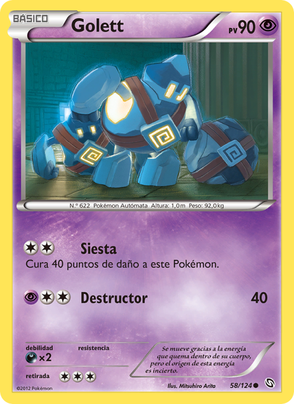Golett 58 — Dragons Exalted (Spanish Pokémon TCG card)